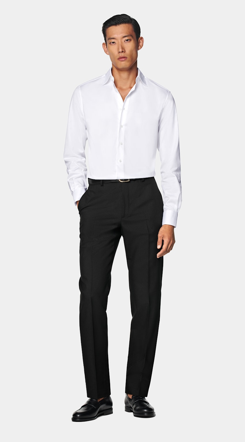 White Widespread Collar Shirt