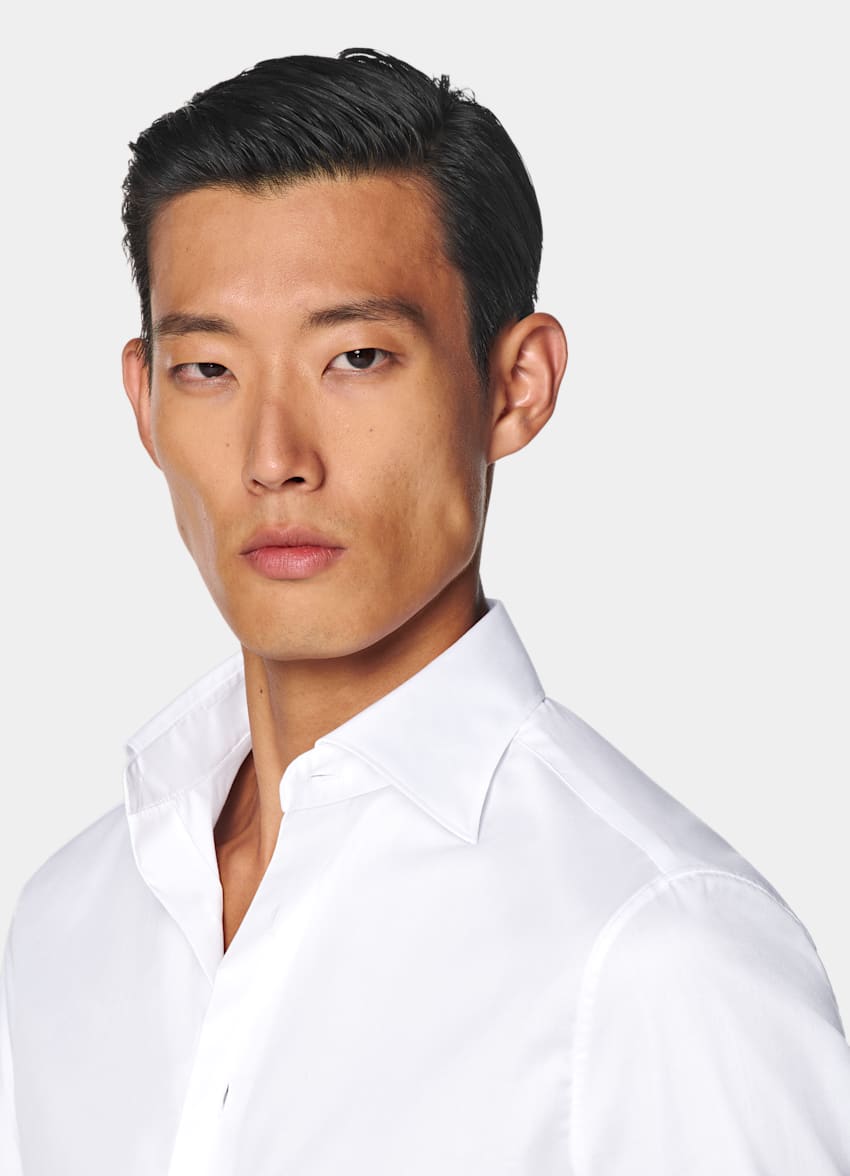 White Widespread Collar Shirt