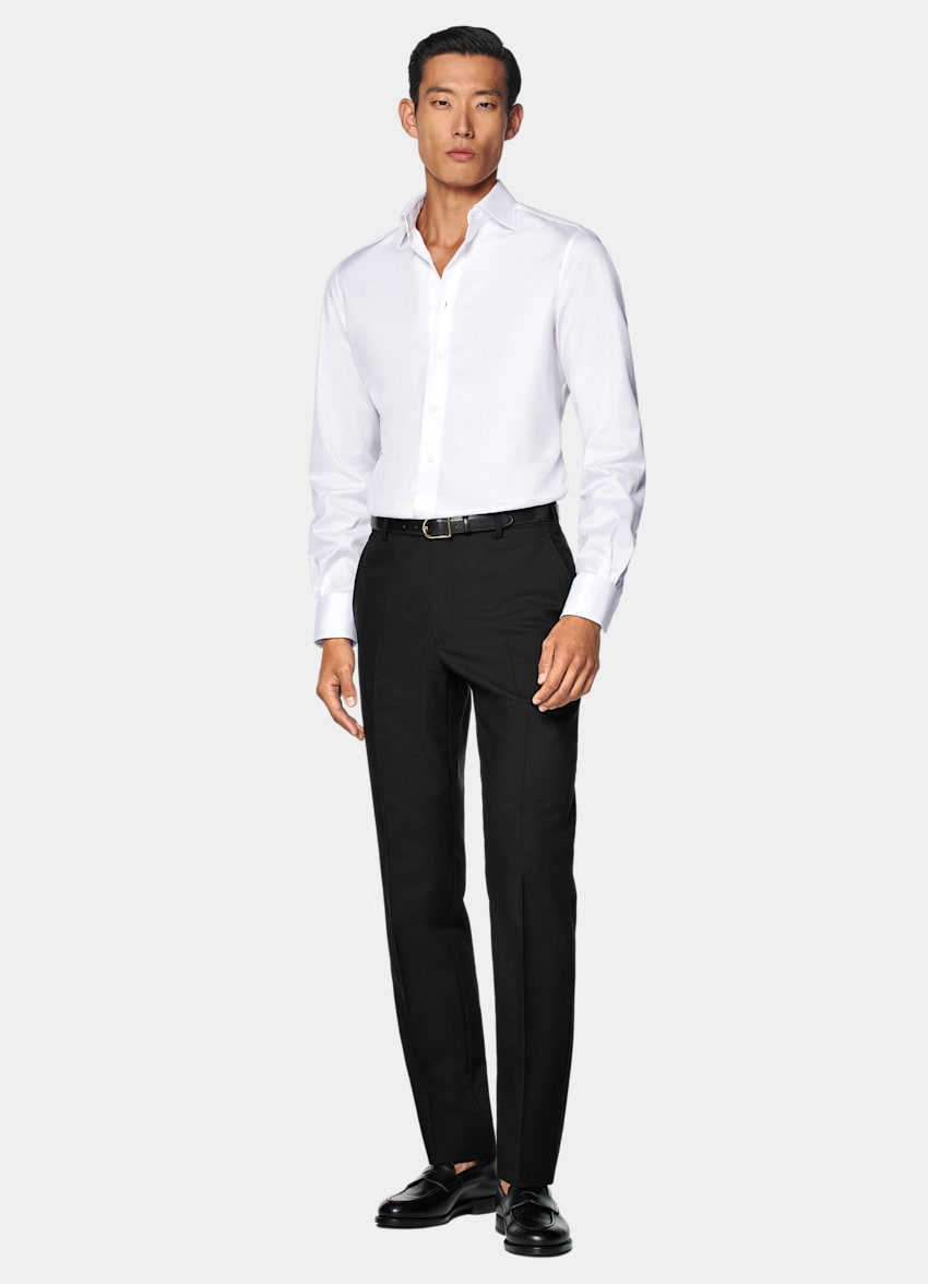 White Widespread Collar Shirt