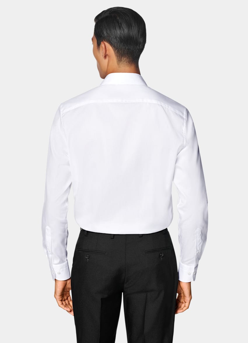 White Widespread Collar Shirt