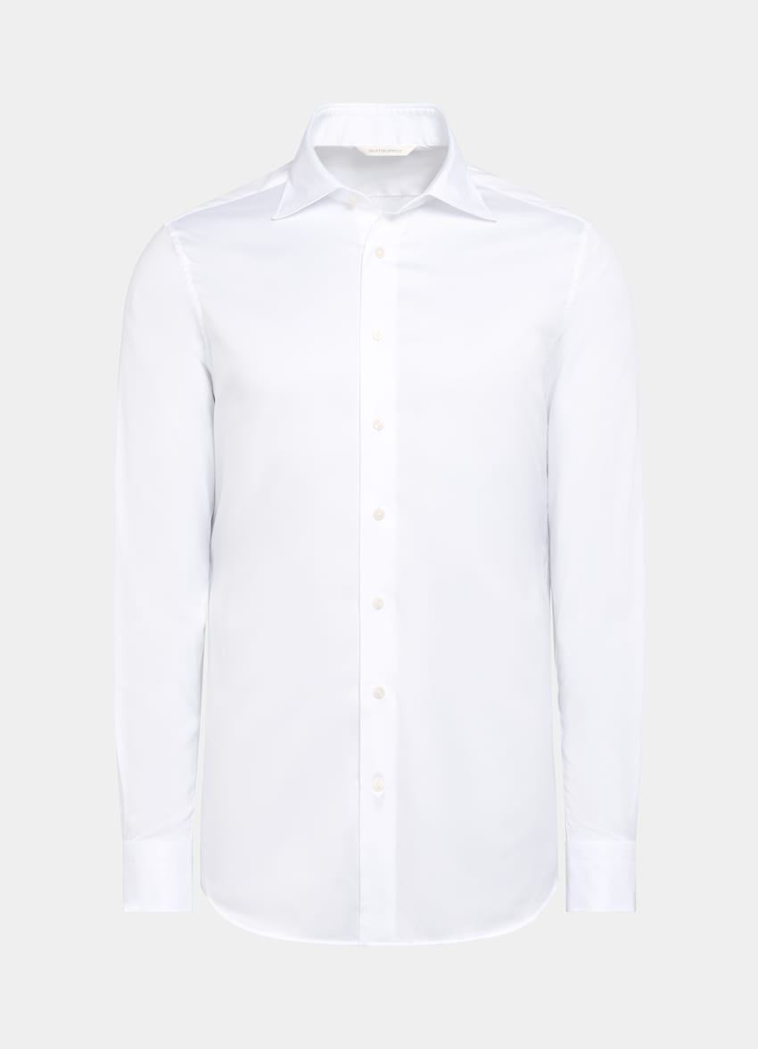 White Widespread Collar Shirt