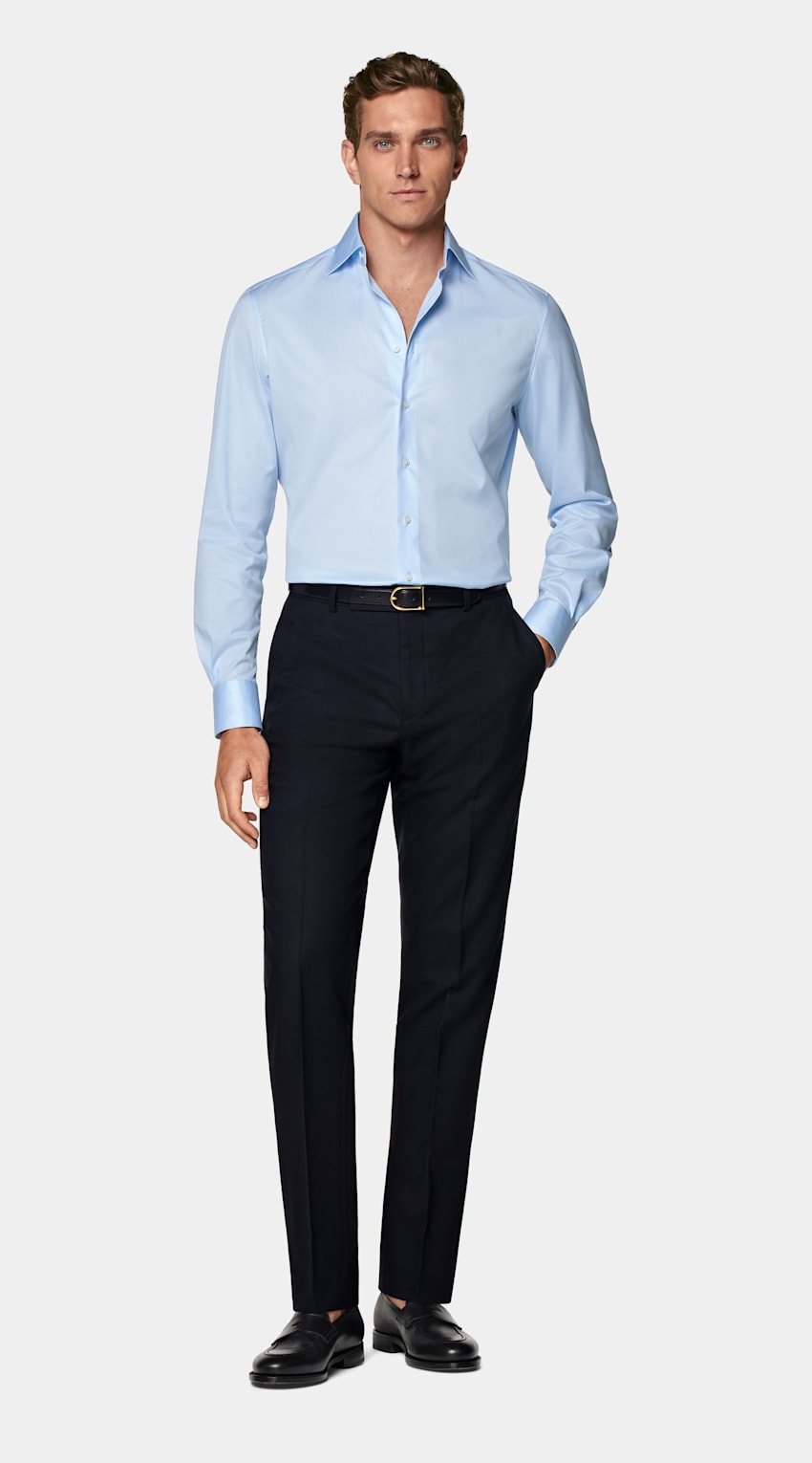 Light Blue Widespread Collar Shirt