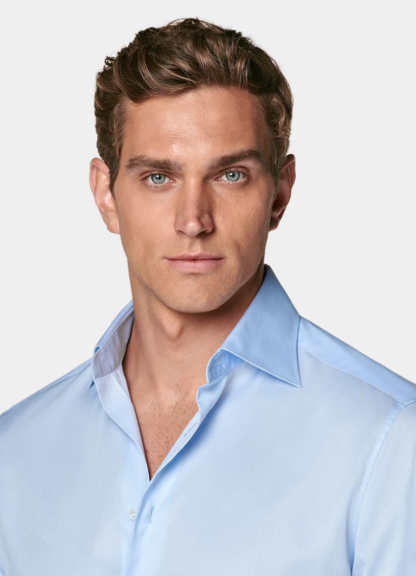 Light Blue Widespread Collar Shirt
