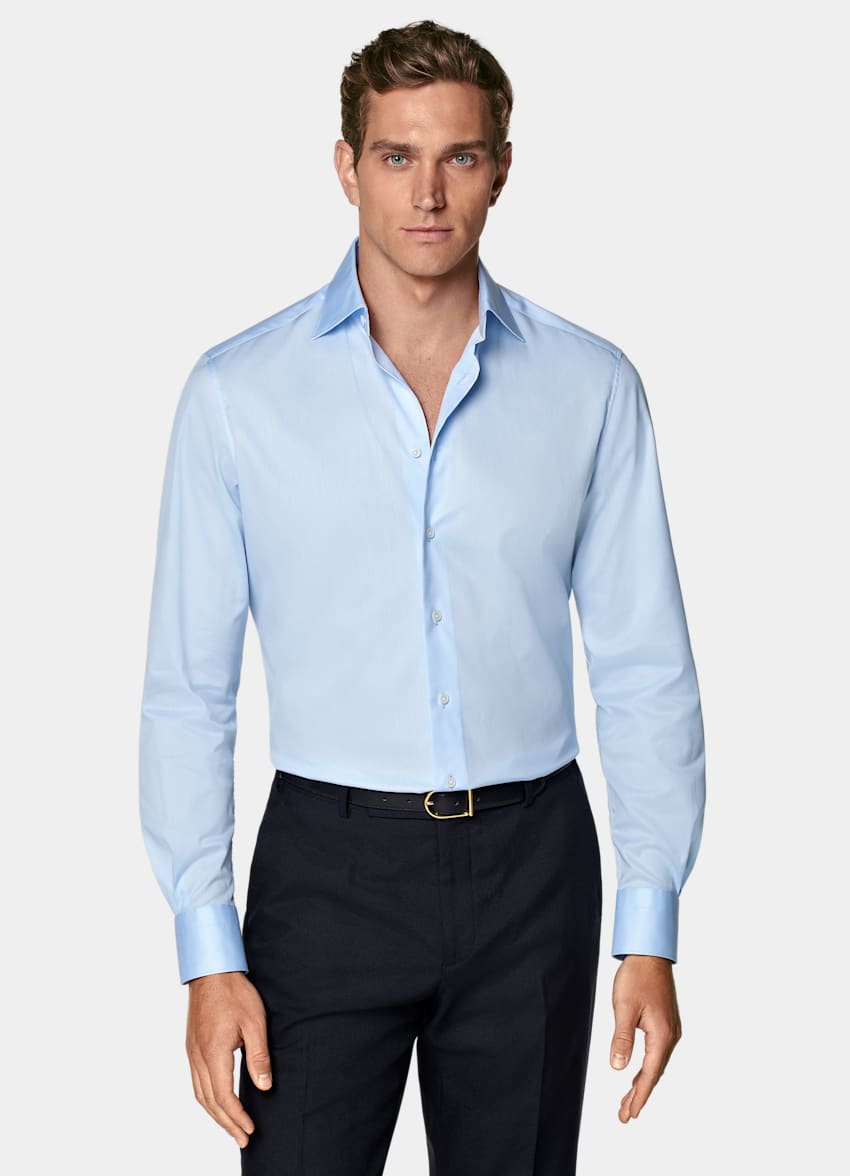 Light Blue Widespread Collar Shirt
