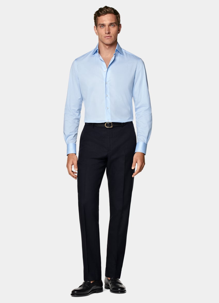 Light Blue Widespread Collar Shirt
