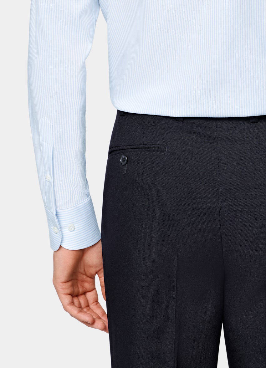 Light Blue Striped Widespread Collar Shirt