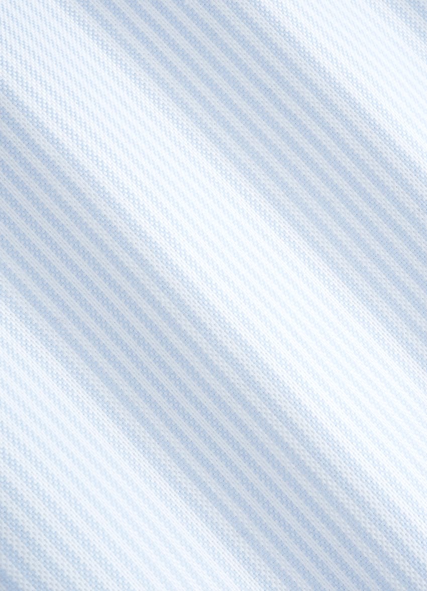 Light Blue Striped Widespread Collar Shirt