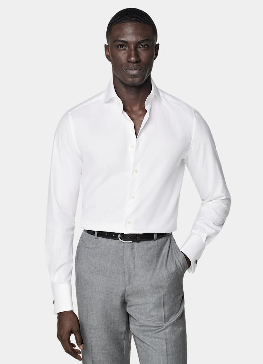 White Cutaway Collar Shirt