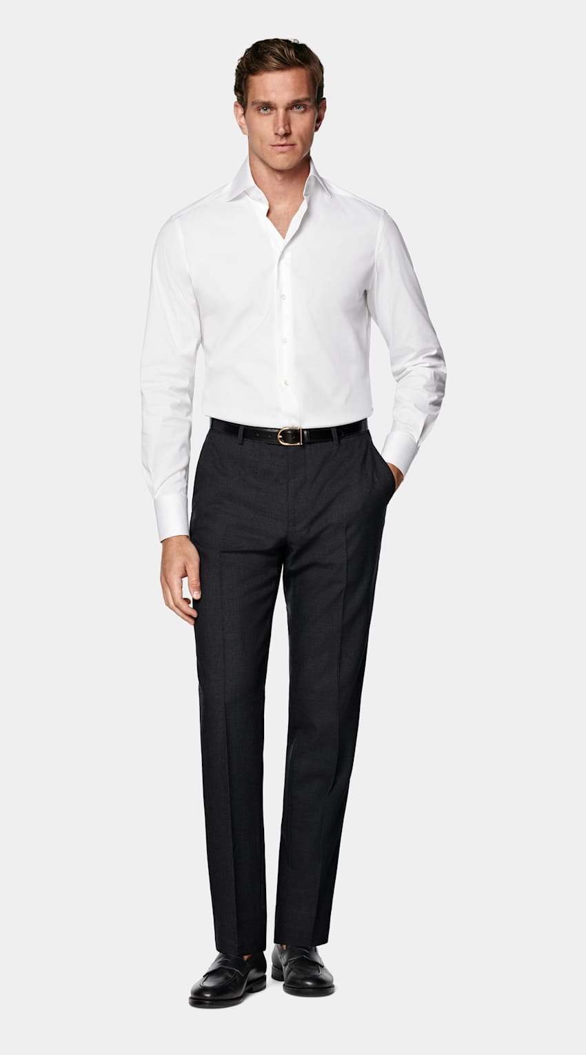 White Widespread Collar Shirt
