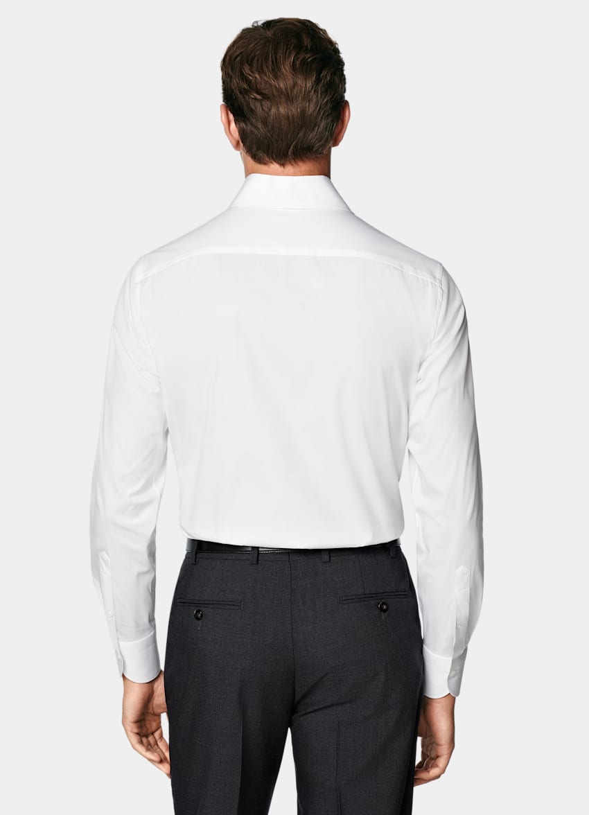 White Widespread Collar Shirt