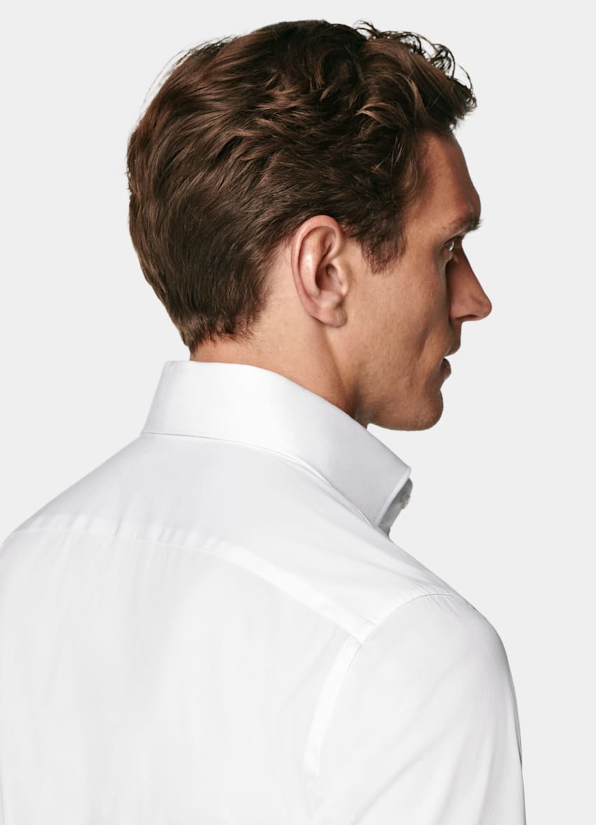 White Widespread Collar Shirt