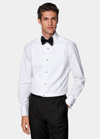 White Piqué Tailored Fit Tuxedo Shirt