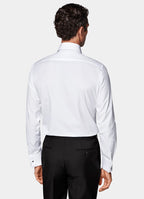 White Piqué Tailored Fit Tuxedo Shirt