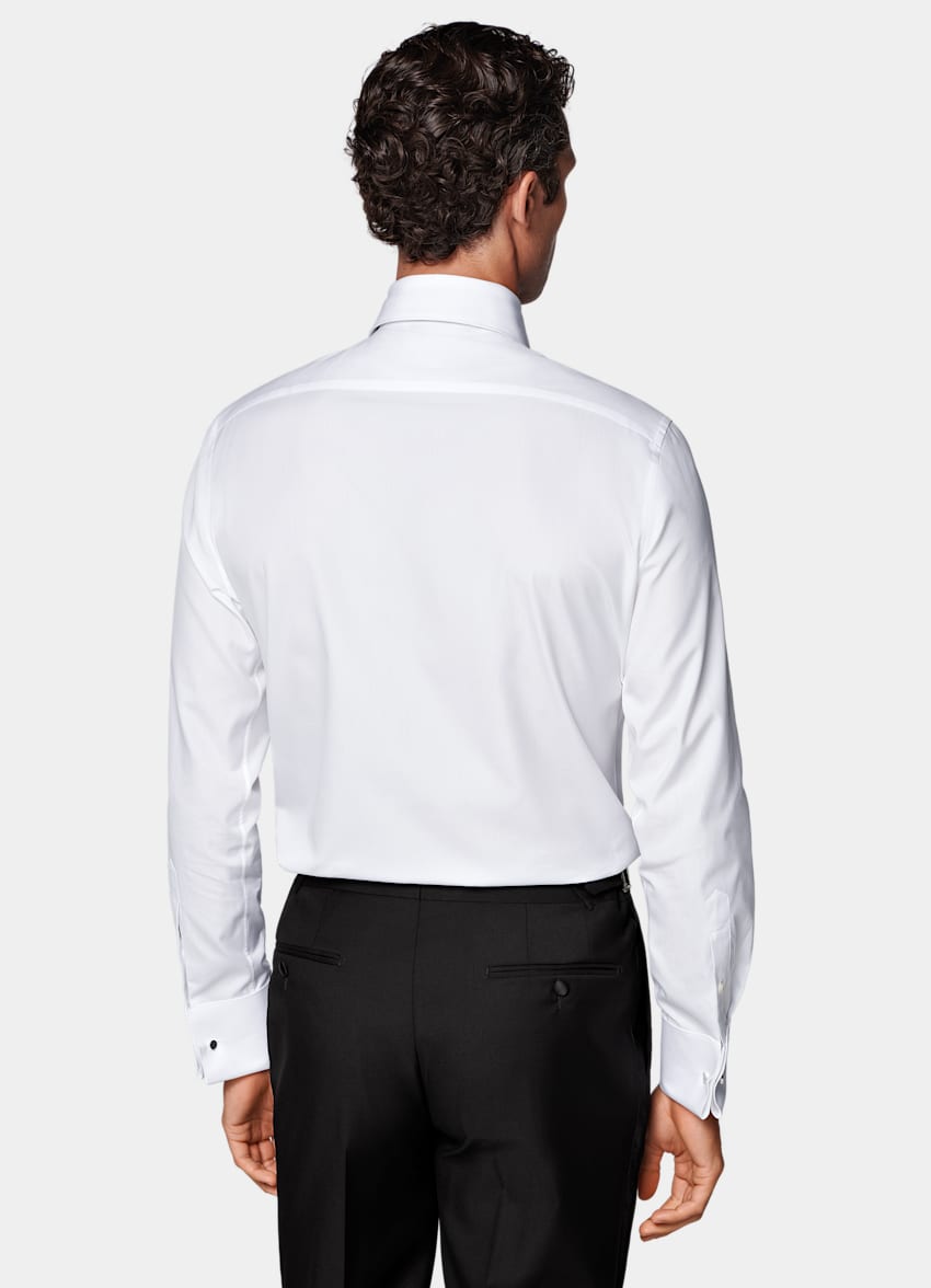 White Piqué Tailored Fit Tuxedo Shirt