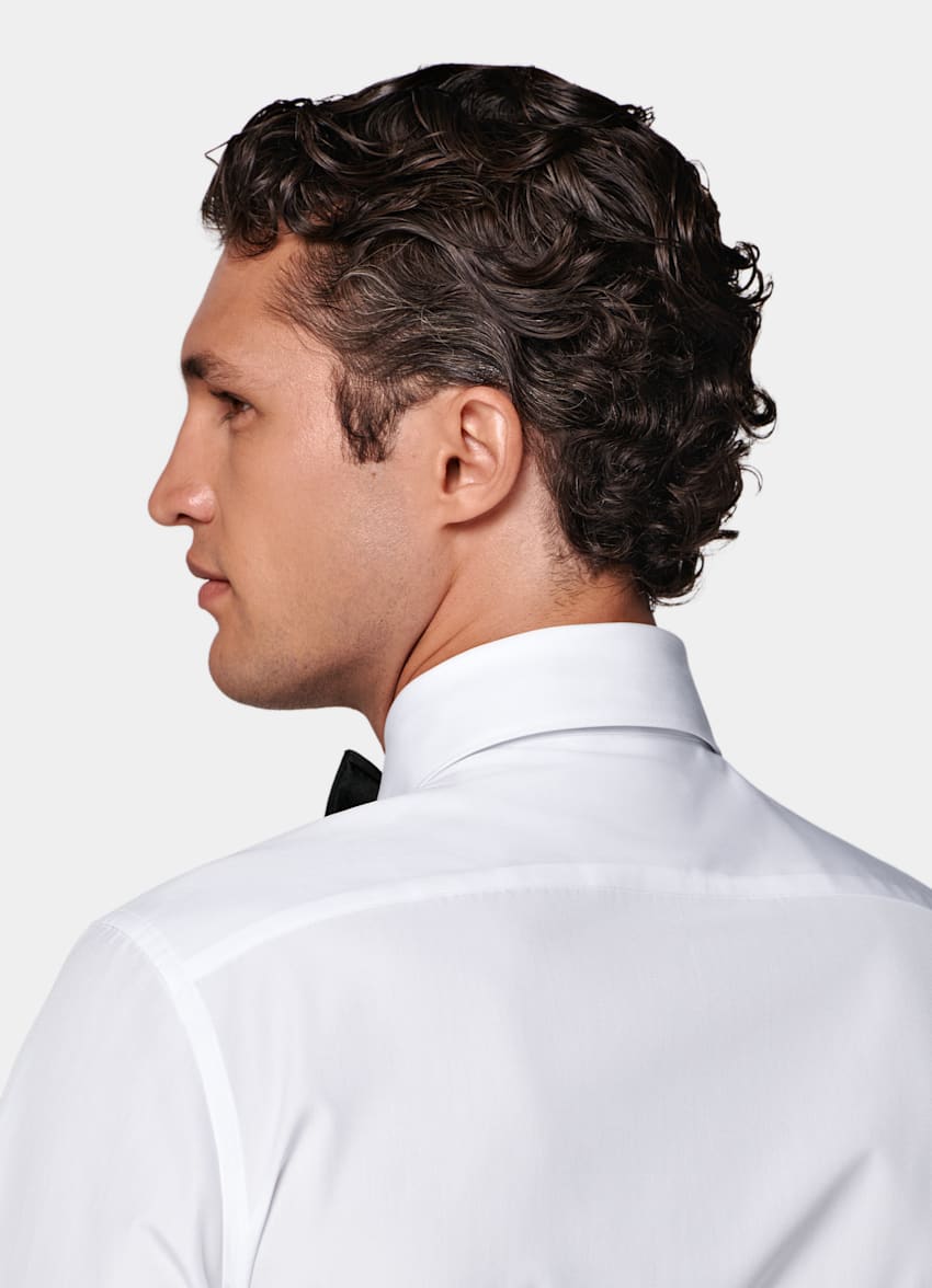 White Piqué Tailored Fit Tuxedo Shirt
