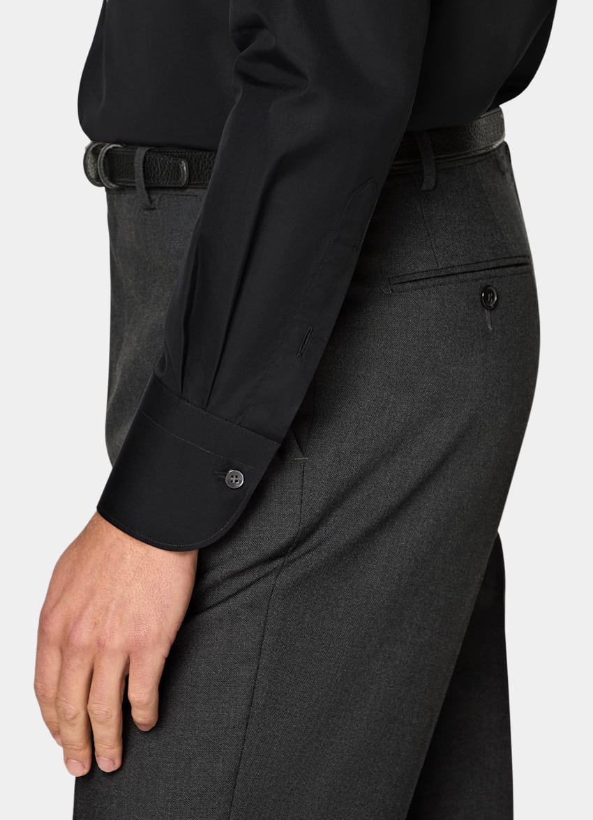 Black Widespread Collar Shirt