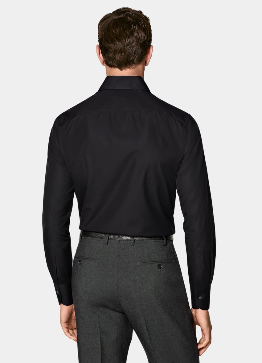 Black Widespread Collar Shirt