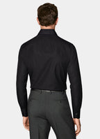 Black Widespread Collar Shirt