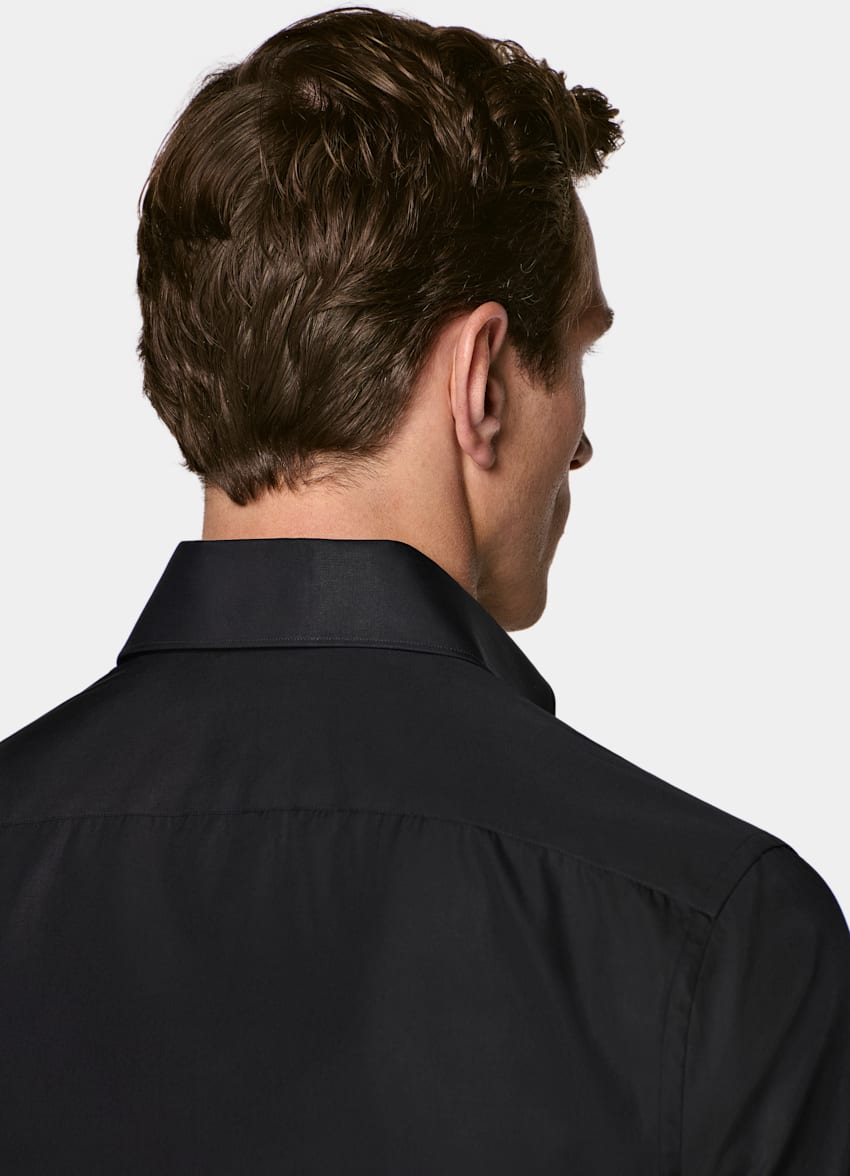 Black Widespread Collar Shirt