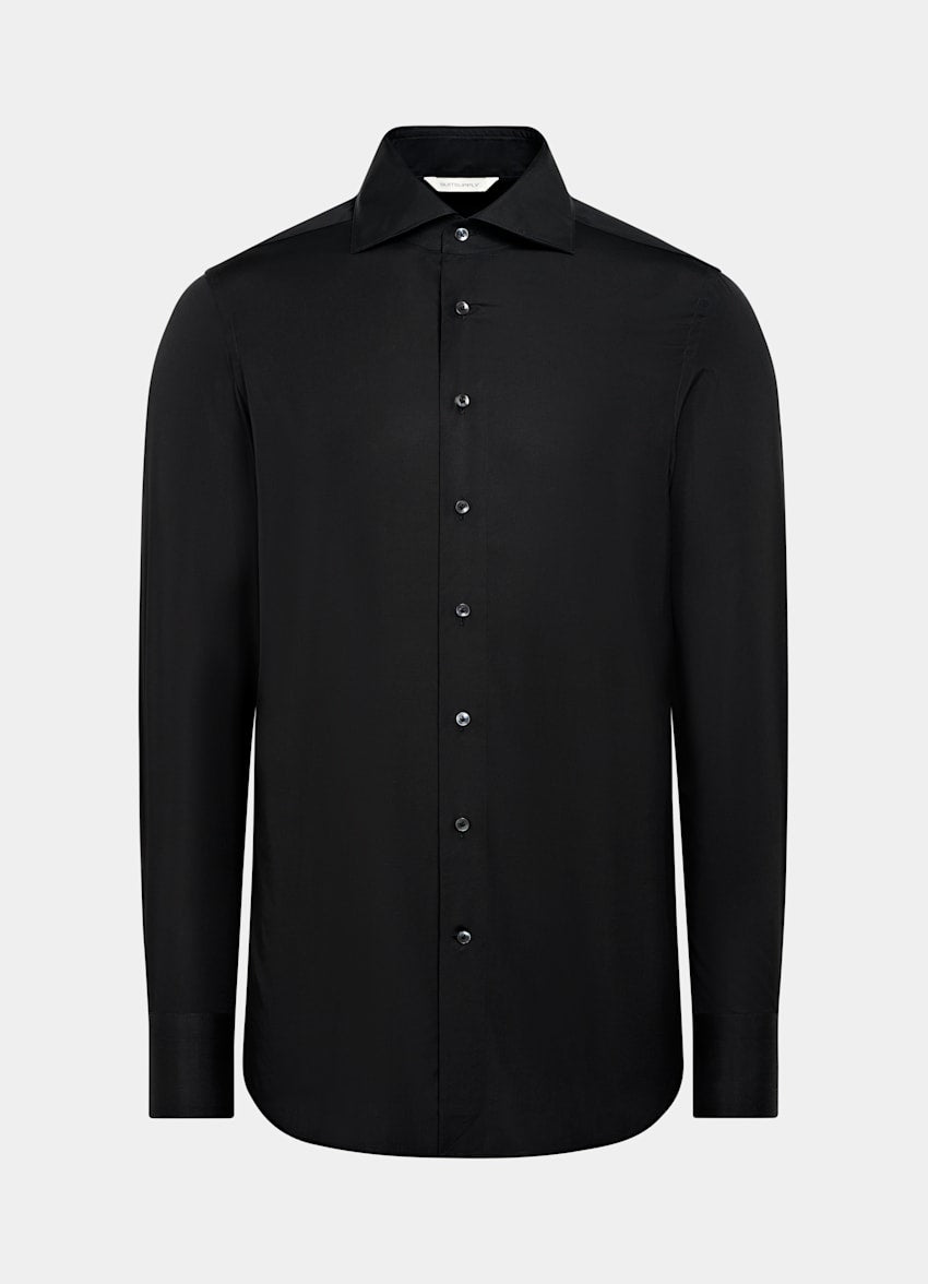 Black Widespread Collar Shirt