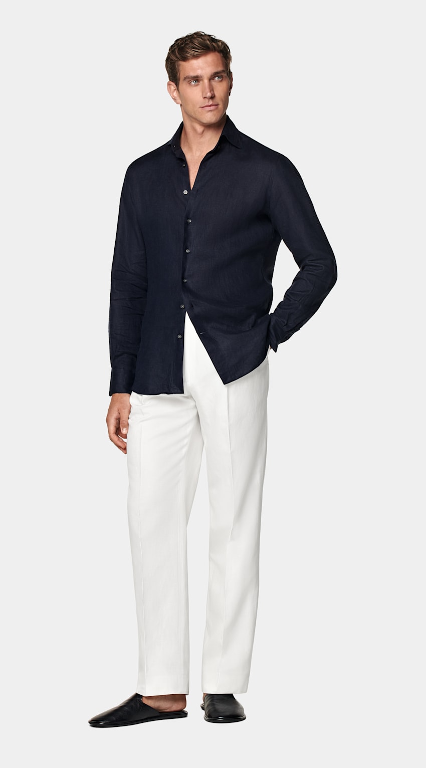 Navy Linen Shirt