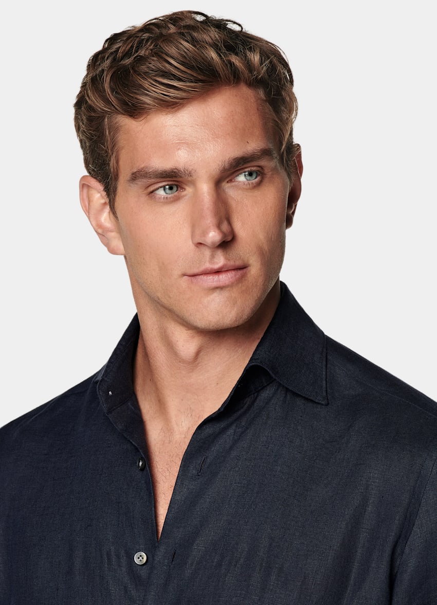 Navy Linen Shirt