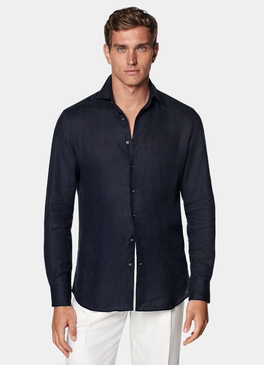 Navy Linen Shirt