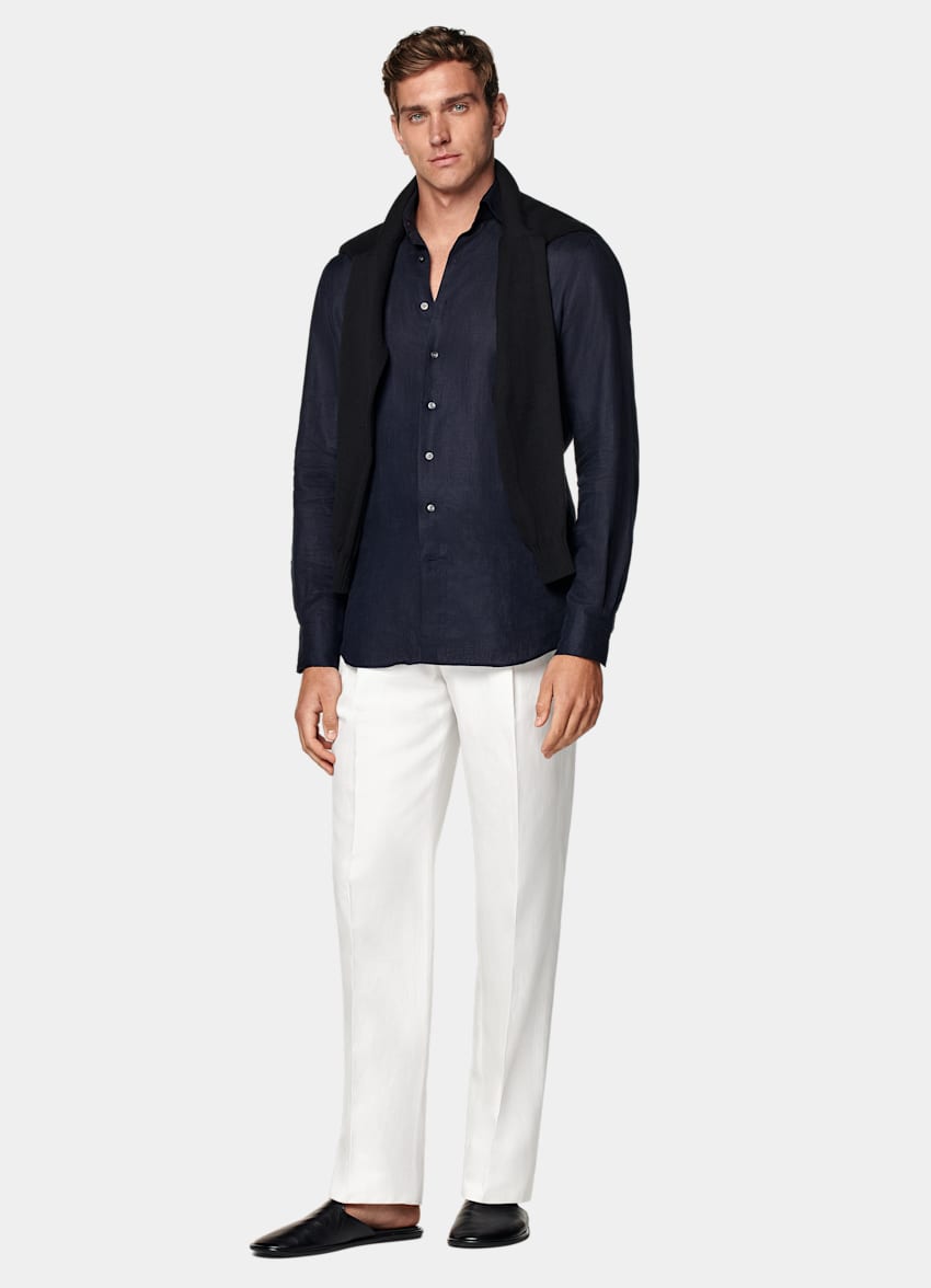 Navy Linen Shirt