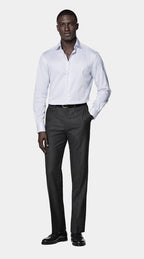 Navy Striped Widespread Collar Shirt
