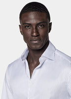 Navy Striped Widespread Collar Shirt