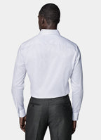 Navy Striped Widespread Collar Shirt