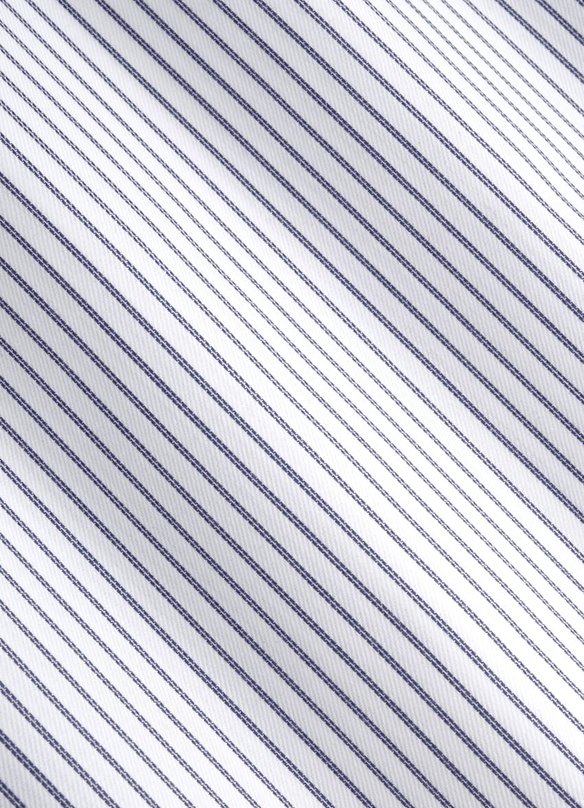 Navy Striped Widespread Collar Shirt