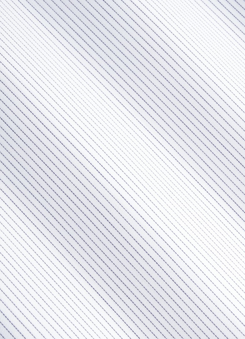 White Striped Widespread Collar Shirt
