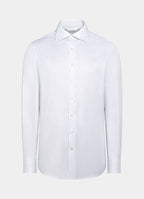 White Striped Widespread Collar Shirt