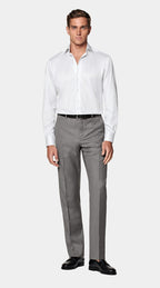 Grey Striped Widespread Collar Shirt