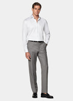 Grey Striped Widespread Collar Shirt