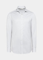 Grey Striped Widespread Collar Shirt