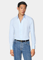 Light Blue Striped Classic Collar Shirt