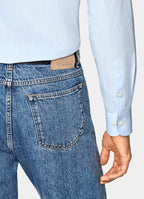 Light Blue Striped Classic Collar Shirt