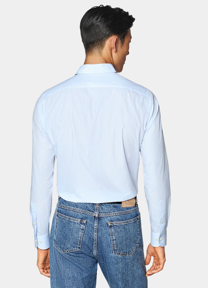 Light Blue Striped Classic Collar Shirt