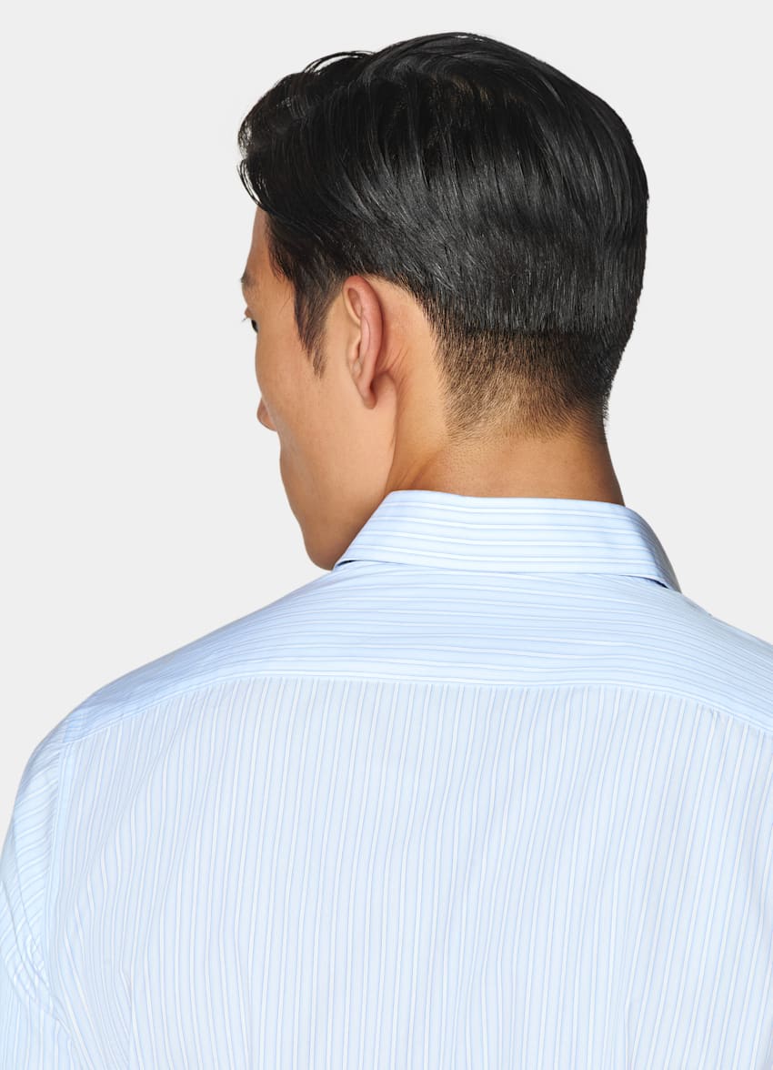 Light Blue Striped Classic Collar Shirt