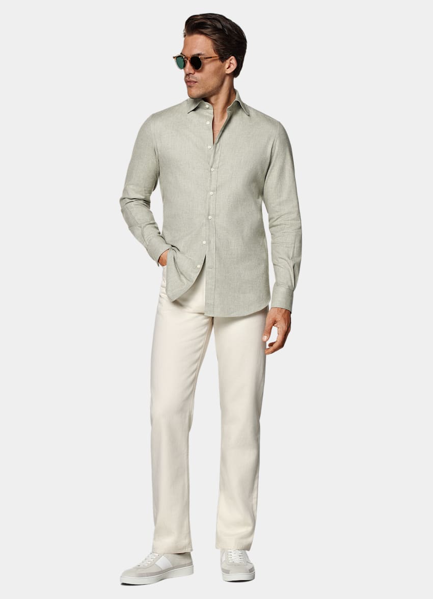 Light Green Cotton Flannel Shirt