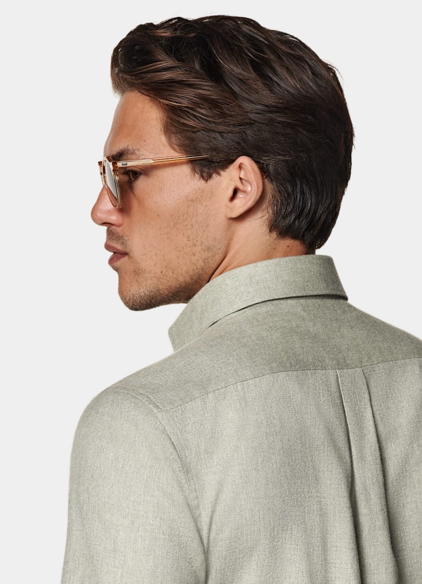 Light Green Cotton Flannel Shirt