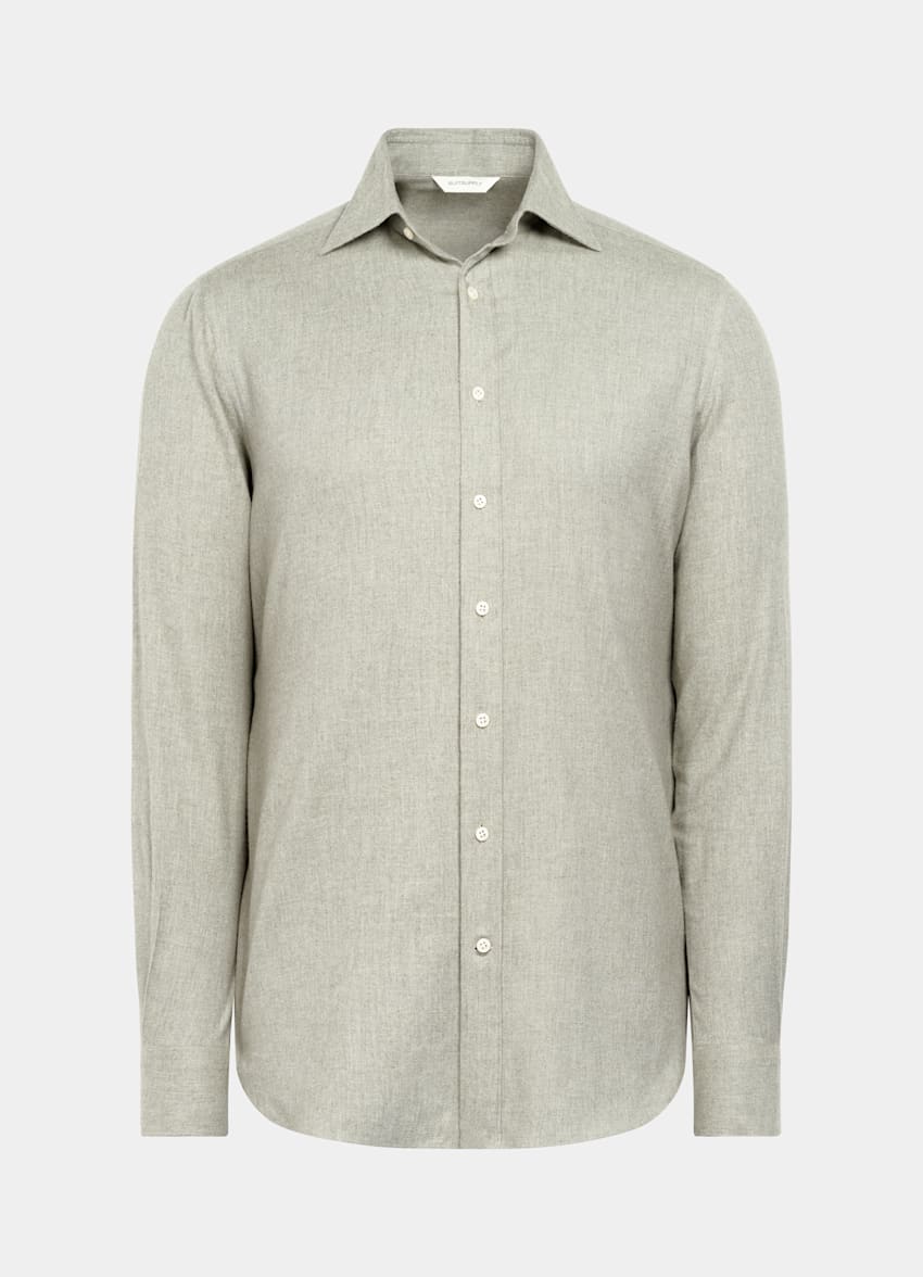 Light Green Cotton Flannel Shirt