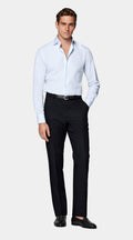 Light Blue Striped Widespread Collar Shirt