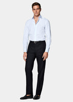Light Blue Striped Widespread Collar Shirt