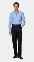 Light Blue Striped Point Collar Shirt