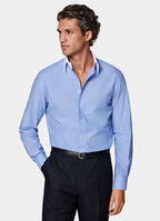 Light Blue Striped Point Collar Shirt