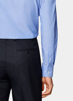 Light Blue Striped Point Collar Shirt