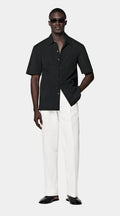 Black Cotton Short Sleeve Shirt